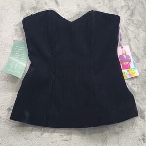 NEW Johnny Wujek Top Womens 5 Juniors Black Velvet Strapless Corset Bustier